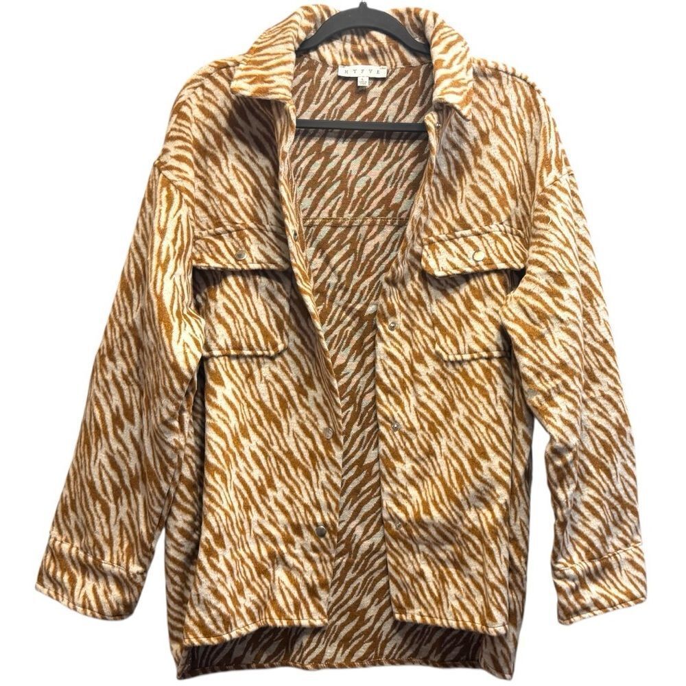 Zebra Print Snap Down Long Sleeve Shacket Size Large New with Tags - Picture 8 of 9